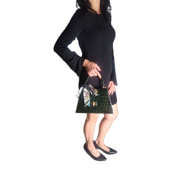 Genuine Charlie Leather "Teresa" Espresso Brown Croc Print Handbag/Crossbody–NWT - Picture 13 of 13